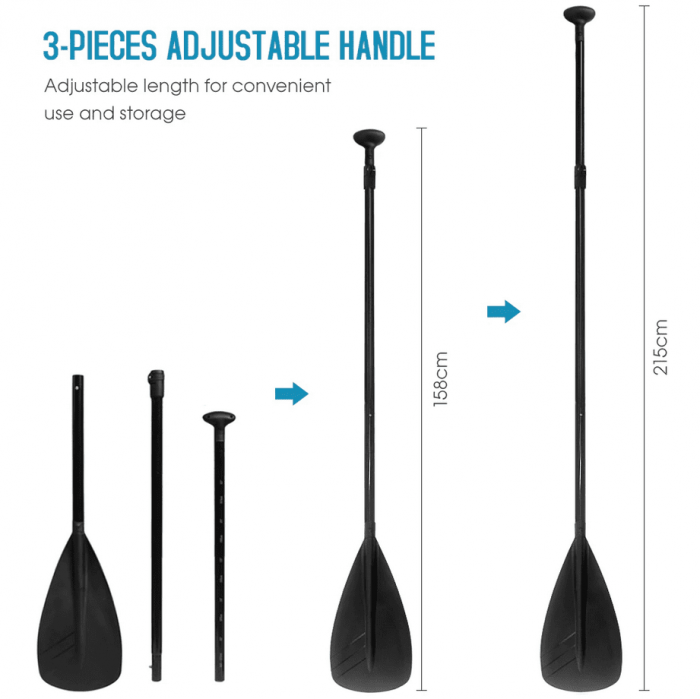 Весло для САП-борда, 3х секц, (158-215см), черное, простое (полоски) Весло для САП-борда, 3х секц, (158-215см), черное, простое (полоски)