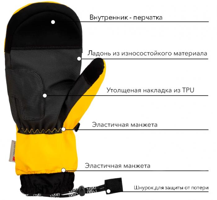 Варежки сноубордические с застежкой-молнией LDSki QUICK