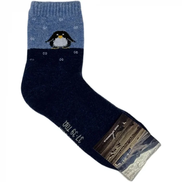 Носки TOD из монгольской шерсти Синий "Пингвин"