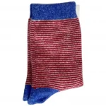 Носки TOD из монгольской шерсти Синий "Красные полоски"