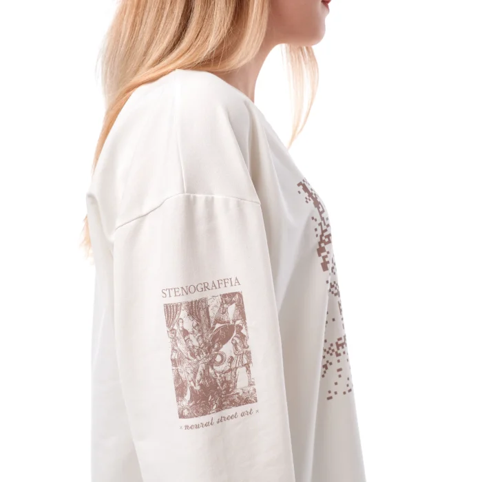Лонгслив Стенограффия Нейронка молочный