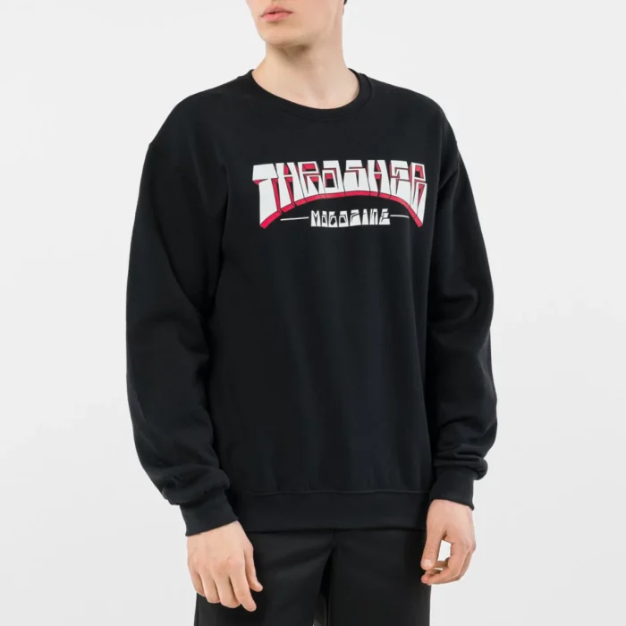 Свитшот Trasher black chest exaggerated letters logo