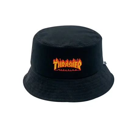 Шляпа Trasher Black Flame LOGO Print Fisherman’s Hat