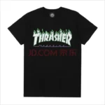 Футболка Thrasher green and purple flame LOGO chest