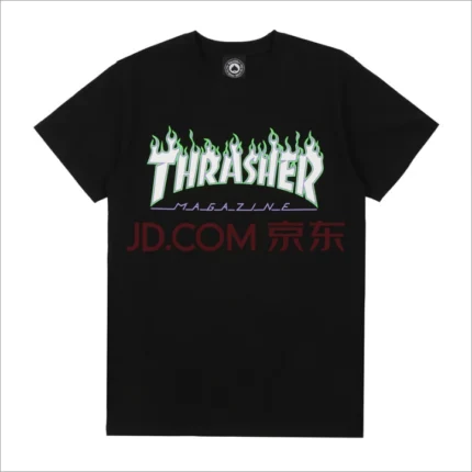 Футболка Thrasher green and purple flame LOGO chest
