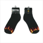 Носки Thrasher black and white flame low socks