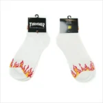 Носки Thrasher black and white flame low socks